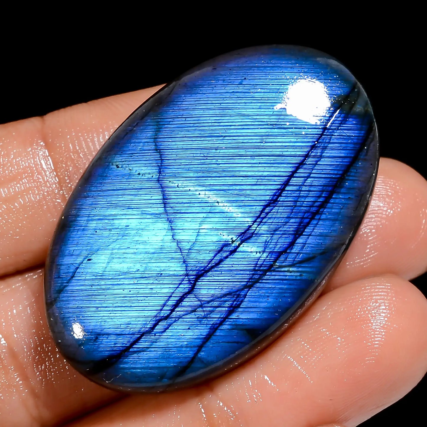 Attractive Top Grade Quality 100% Natural Premium Blue Labradorite Oval Shape Cabochon Loose Gemstone For Making Jewelry 70 Ct. 40X26X8 mm V-6856