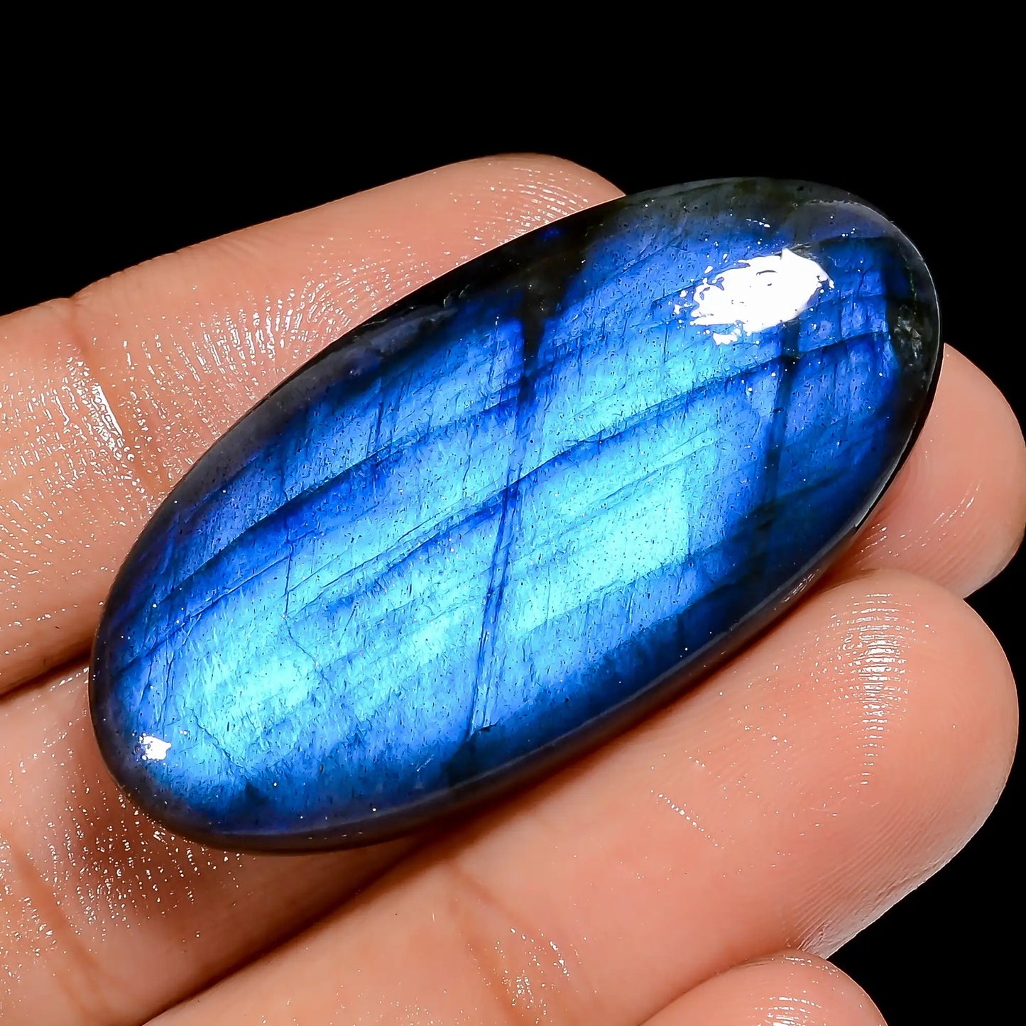 Awesome Top Grade Quality 100% Natural Premium Blue Labradorite Oval Shape Cabochon Loose Gemstone For Making Jewelry 53 Ct. 40X20X7 mm V-6857