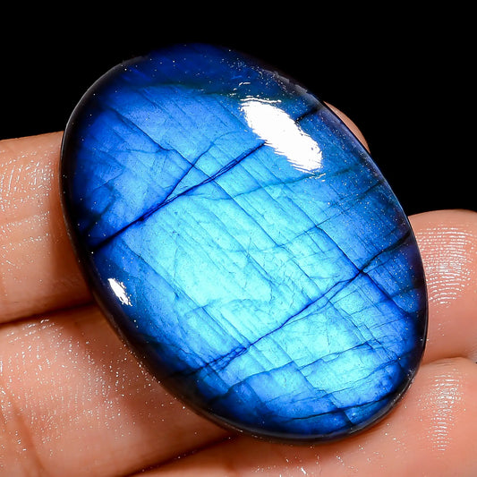 Beautiful Top Grade Quality 100% Natural Premium Blue Labradorite Oval Shape Cabochon Loose Gemstone For Making Jewelry 63 Ct. 37X26X7 mm V-6858