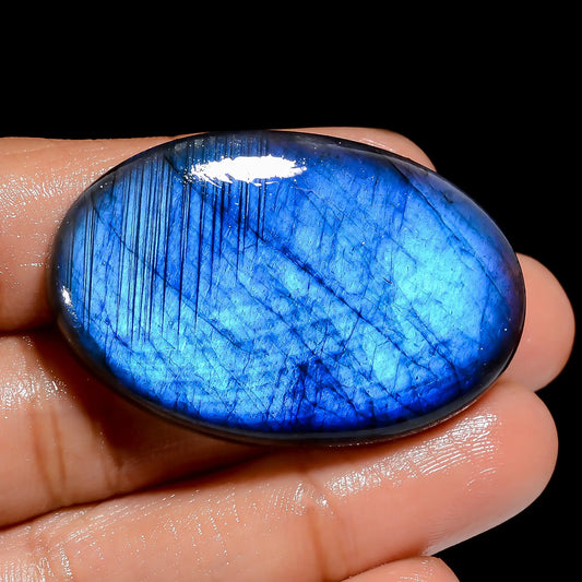 Classic Top Grade Quality 100% Natural Premium Blue Labradorite Oval Shape Cabochon Loose Gemstone For Making Jewelry 78 Ct. 42X27X7 mm V-6859