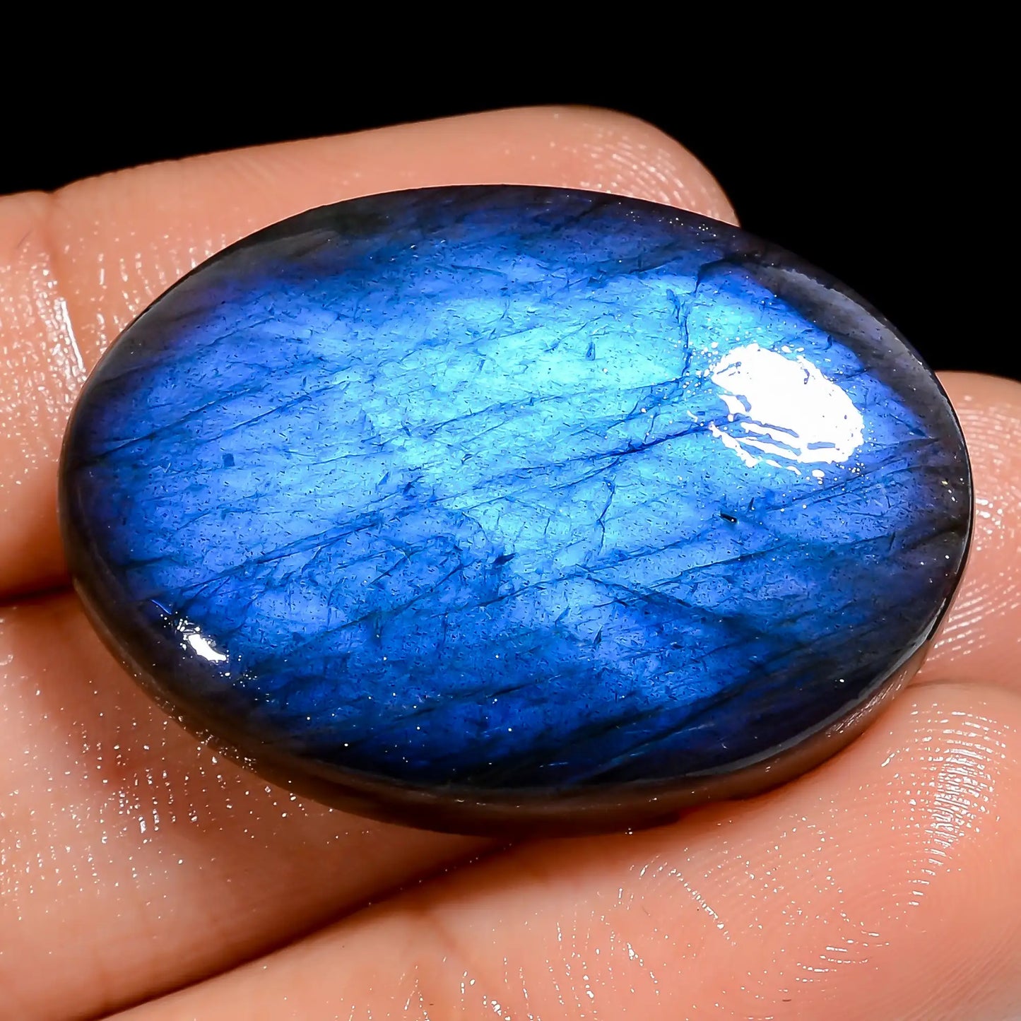 Elegant Top Grade Quality 100% Natural Premium Blue Labradorite Oval Shape Cabochon Loose Gemstone For Making Jewelry 52.5 Ct. 32X23X8 mm V-6863