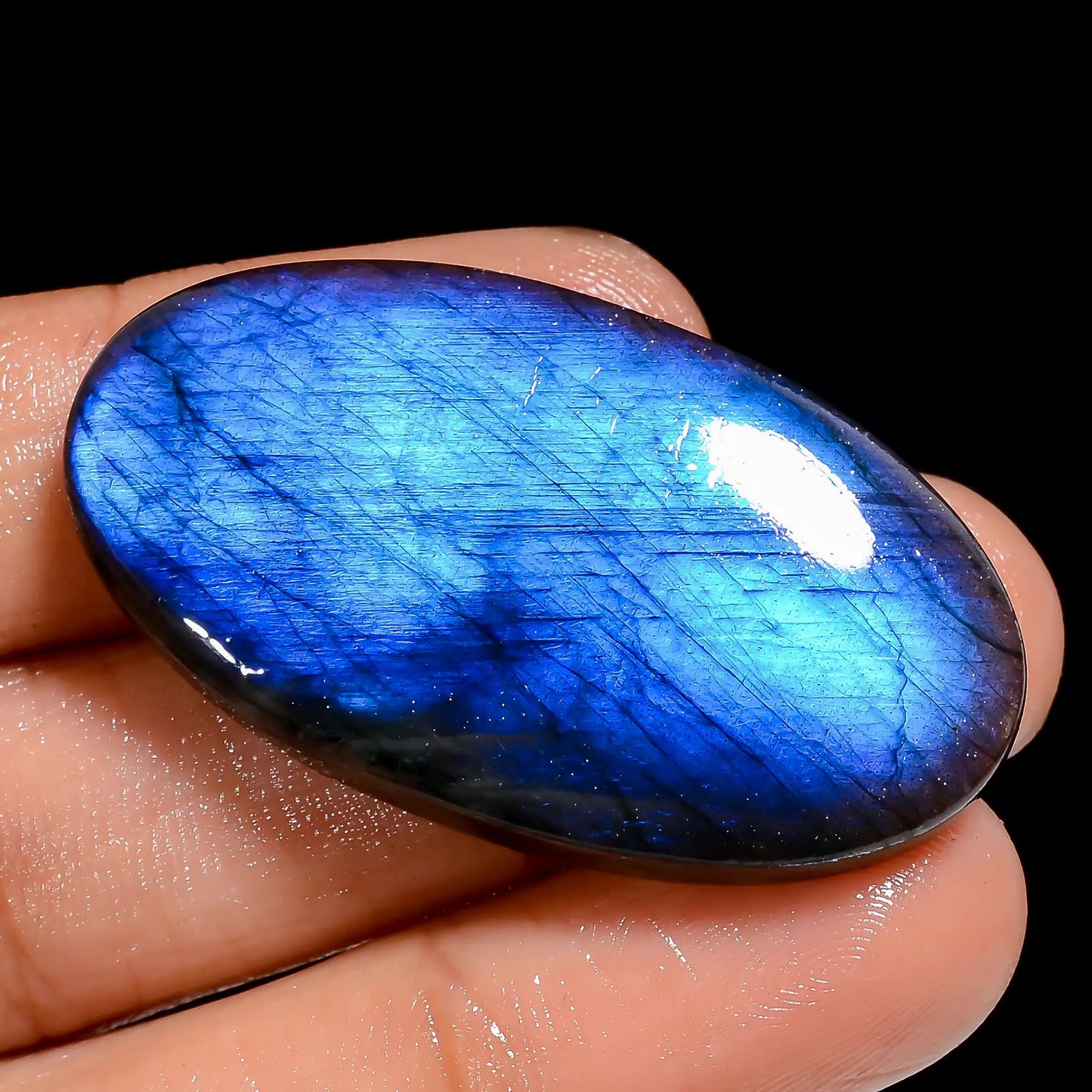 Gorgeous Top Grade Quality 100% Natural Premium Blue Labradorite Oval Shape Cabochon Loose Gemstone For Making Jewelry 53 Ct. 40X22X6 mm V-6865