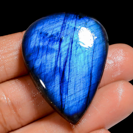 Wonderful Top Grade Quality 100% Natural Premium Blue Labradorite Pear Shape Cabochon Loose Gemstone For Making Jewelry 73 Ct. 38X29X8 mm V-6868