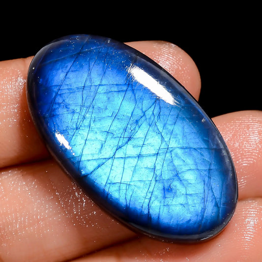 Amazing Top Grade Quality 100% Natural Premium Blue Labradorite Oval Shape Cabochon Loose Gemstone For Making Jewelry 51 Ct. 35X20X7 mm V-6869