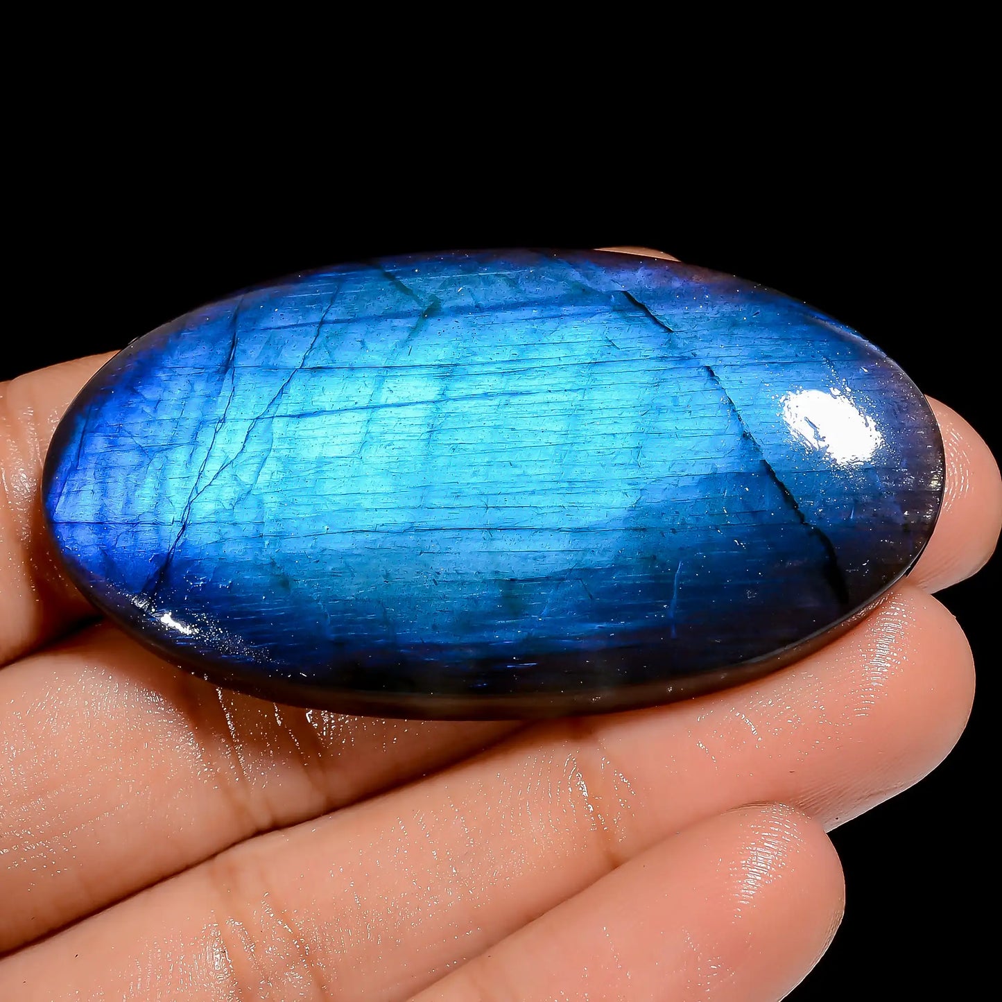 Wonderful Top Grade Quality 100% Natural Premium Blue Labradorite Oval Shape Cabochon Loose Gemstone For Making Jewelry 96.5 Ct. 54X29X7 mm V-6870