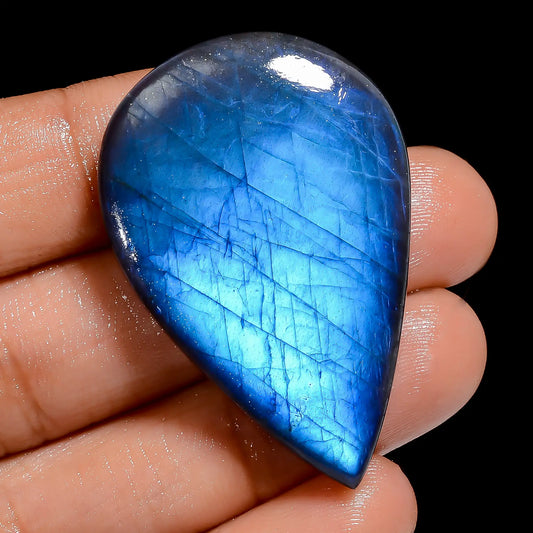 Awesome Top Grade Quality 100% Natural Premium Blue Labradorite Pear Shape Cabochon Loose Gemstone For Making Jewelry 69 Ct. 41X27X7 mm V-6873