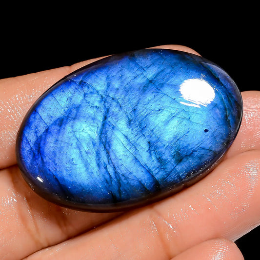 Excellent Top Grade Quality 100% Natural Premium Blue Labradorite Oval Shape Cabochon Loose Gemstone For Making Jewelry 72 Ct. 40X27X7 mm V-6877