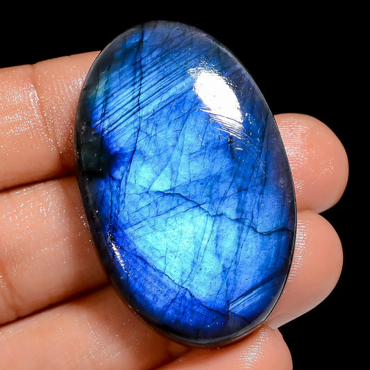 Exclusive Top Grade Quality 100% Natural Premium Blue Labradorite Oval Shape Cabochon Loose Gemstone For Making Jewelry 78 Ct. 40X25X8 mm V-6878