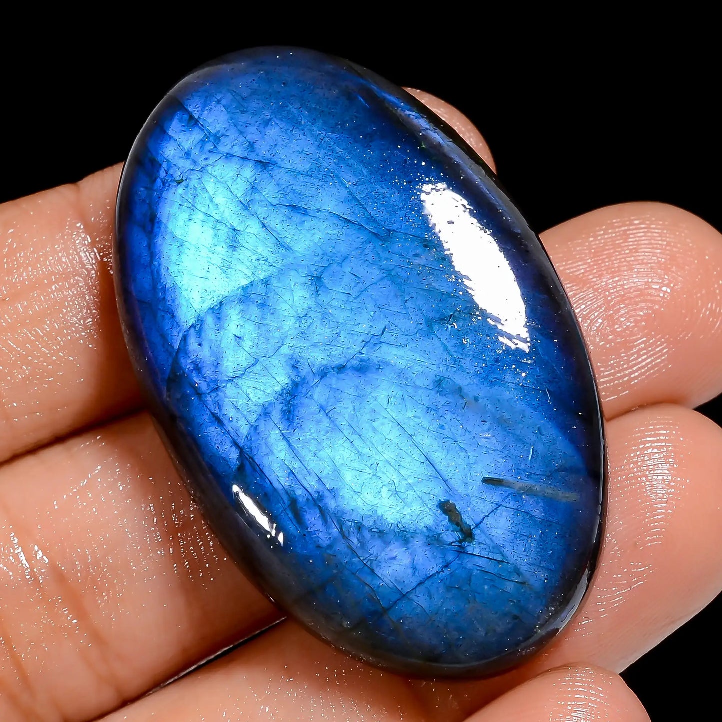 Immaculate Top Grade Quality 100% Natural Premium Blue Labradorite Oval Shape Cabochon Loose Gemstone For Making Jewelry 71 Ct. 40X25X7 mm V-6882