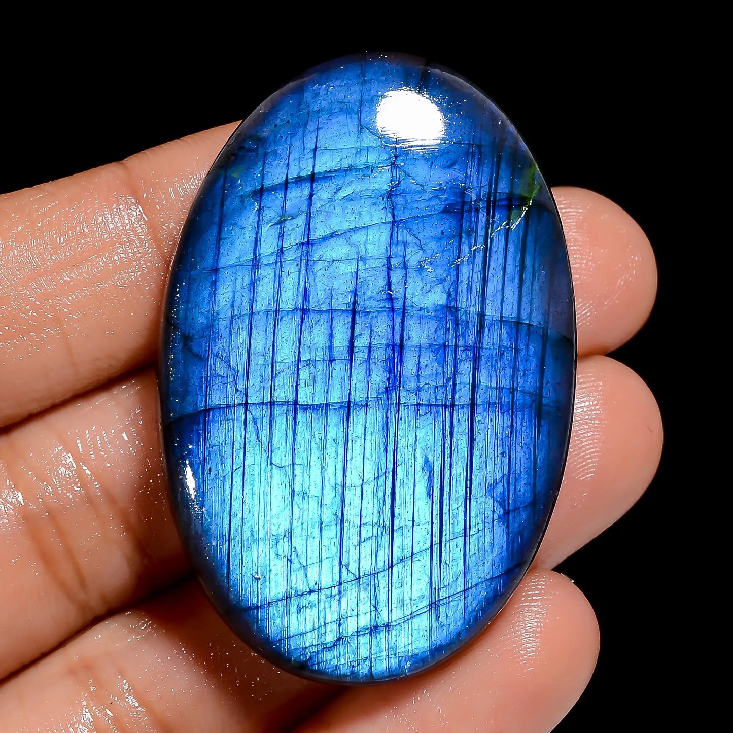 Incredible Top Grade Quality 100% Natural Premium Blue Labradorite Oval Shape Cabochon Loose Gemstone For Making Jewelry 104.5 Ct. 46X30X8 mm V-6883