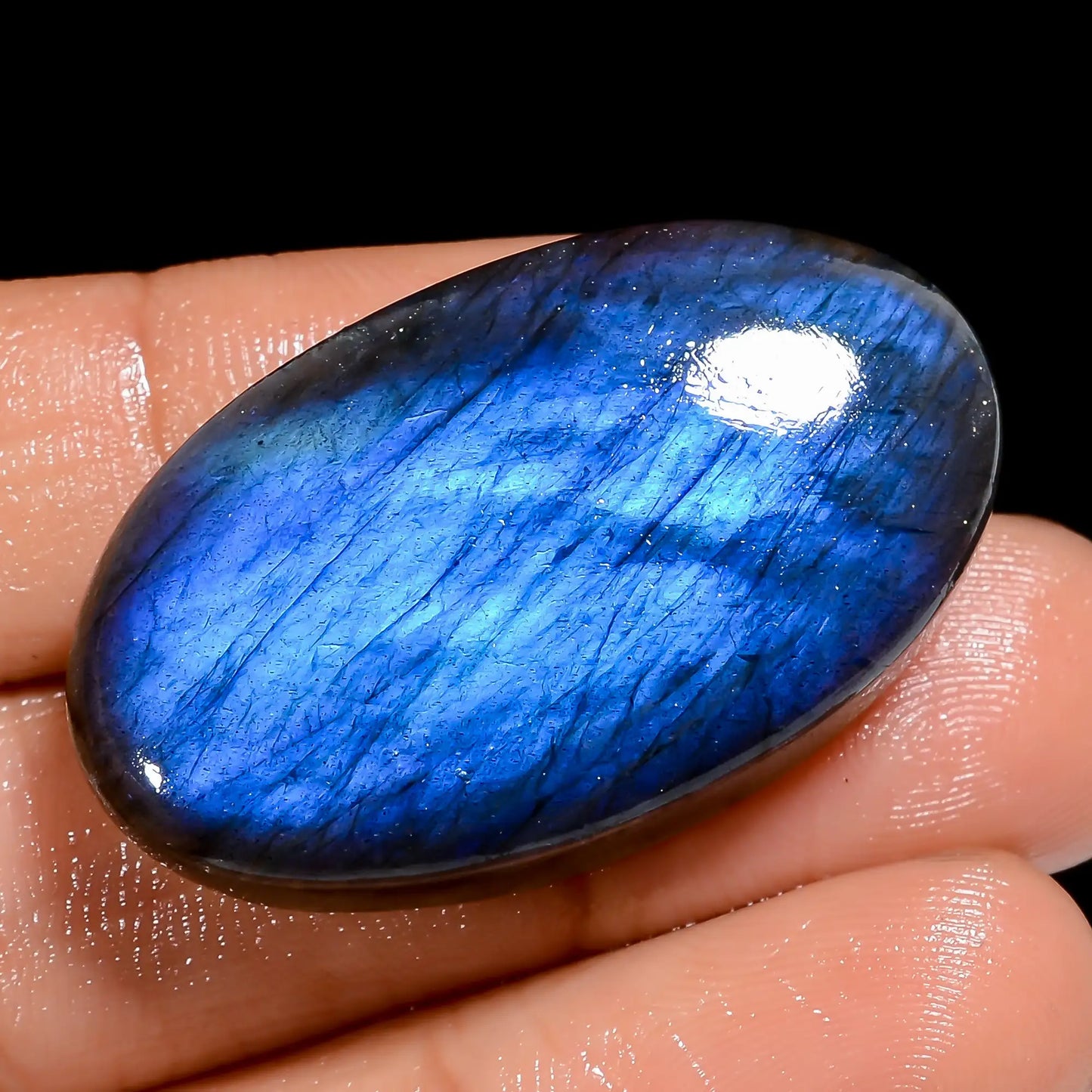 Mind Blowing Top Grade Quality 100% Natural Premium Blue Labradorite Oval Shape Cabochon Loose Gemstone For Making Jewelry 56 Ct. 35X21X8 mm V-6885