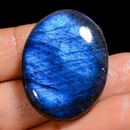 Stunning Top Grade Quality 100% Natural Premium Blue Labradorite Oval Shape Cabochon Loose Gemstone For Making Jewelry 54 Ct. 31X24X8 mm V-6889