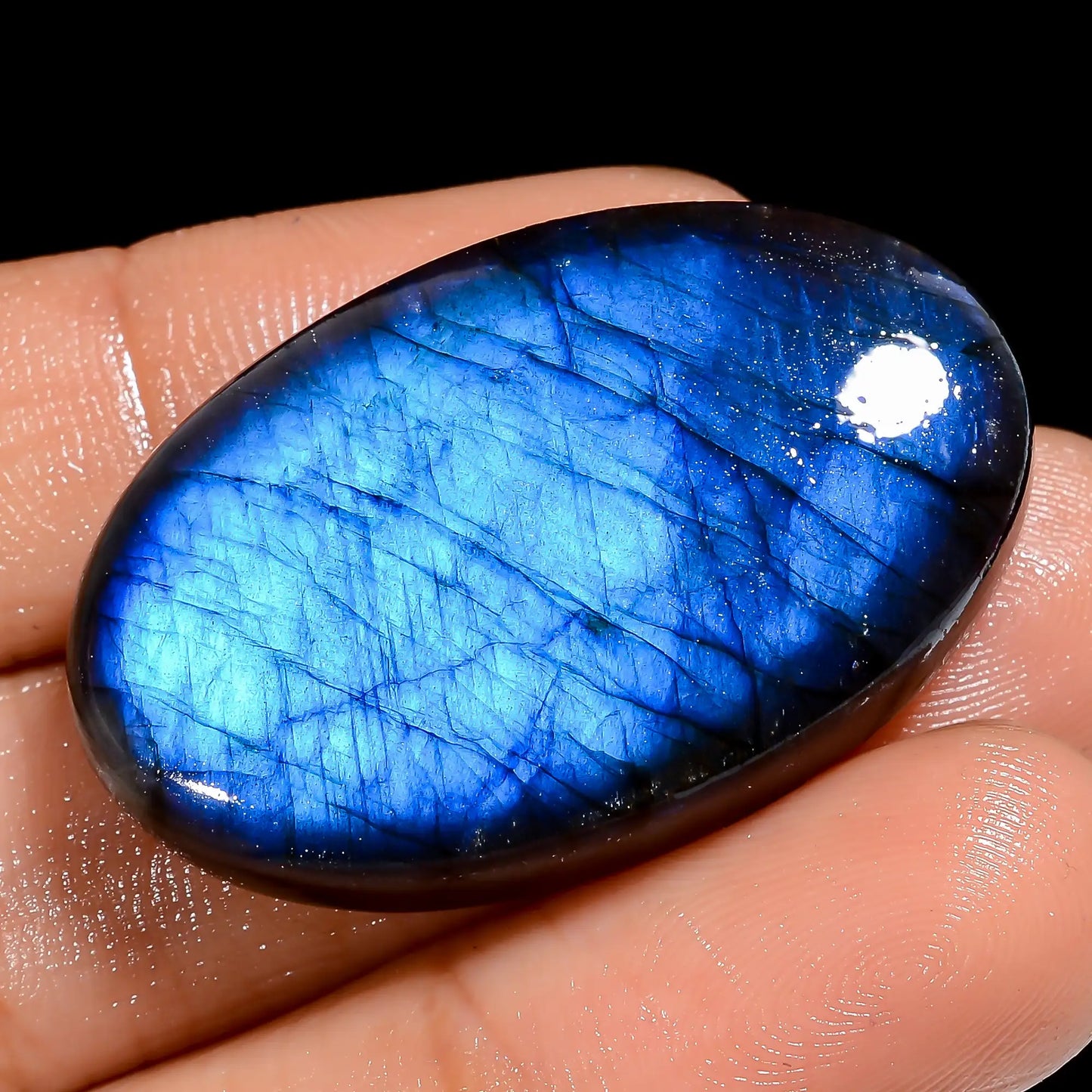 Wonderful Top Grade Quality 100% Natural Premium Blue Labradorite Oval Shape Cabochon Loose Gemstone For Making Jewelry 55 Ct. 35X22X7 mm V-6894