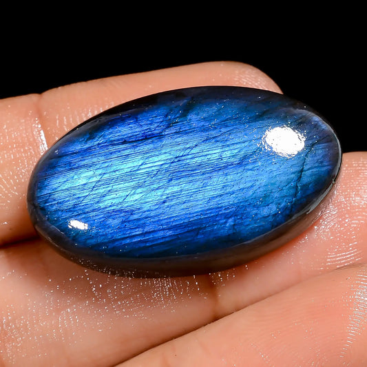 Amazing Top Grade Quality 100% Natural Premium Blue Labradorite Oval Shape Cabochon Loose Gemstone For Making Jewelry 41.5 Ct. 31X18X8 mm V-6895