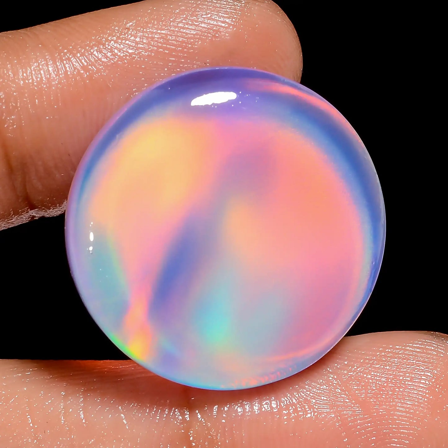 Elegant Top Grade Quality Aurora Opal Round Shape Cabochon Loose Gemstone For Making Jewelry 26 Ct. 24X24X5 mm V-6905