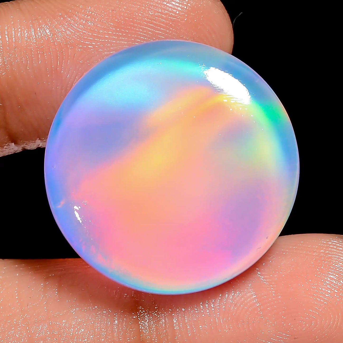 Fantastic Top Grade Quality Aurora Opal Round Shape Cabochon Loose Gemstone For Making Jewelry 27 Ct. 24X24X6 mm V-6906