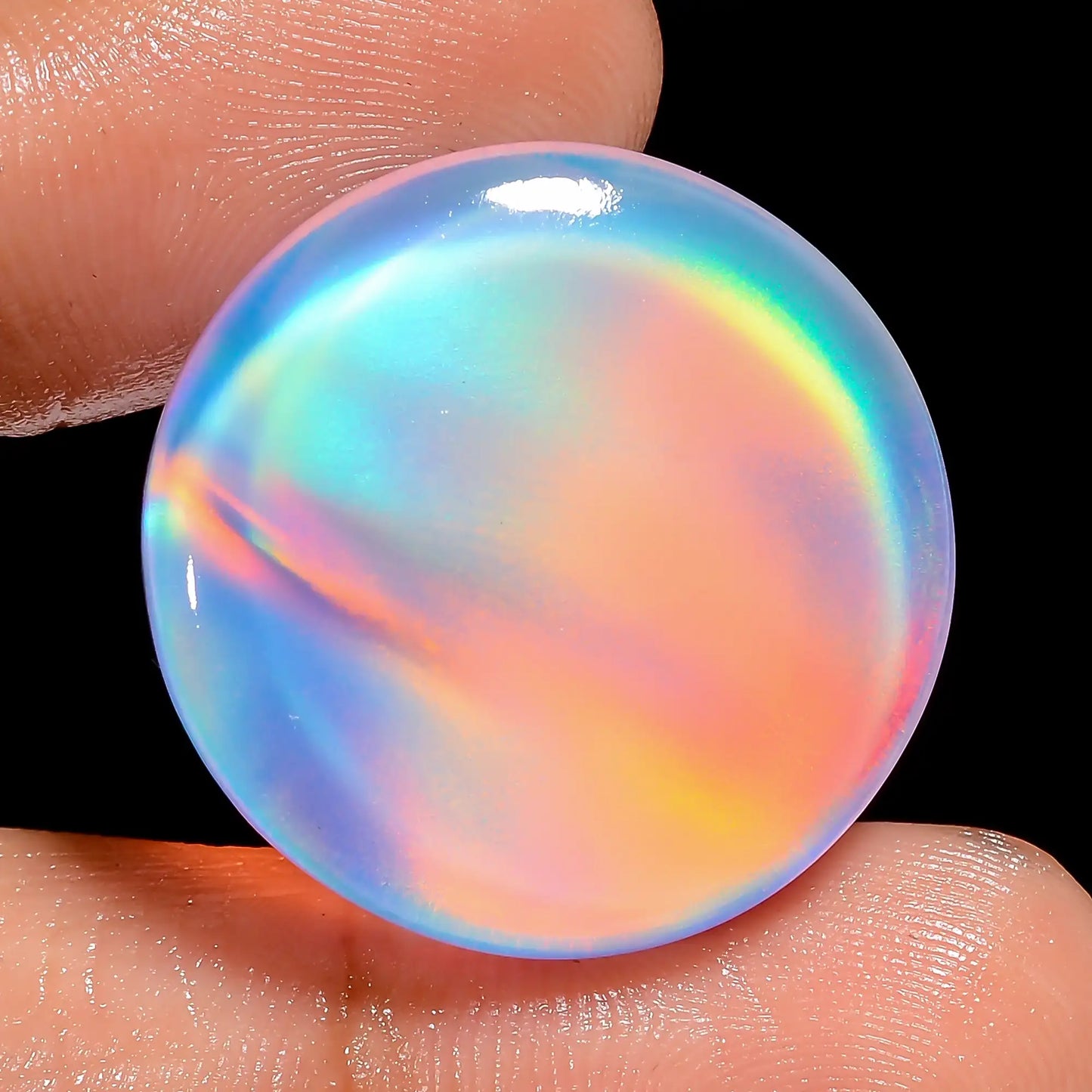 Immaculate Top Grade Quality Aurora Opal Round Shape Cabochon Loose Gemstone For Making Jewelry 26.5 Ct 25X25X5 mm V-6908