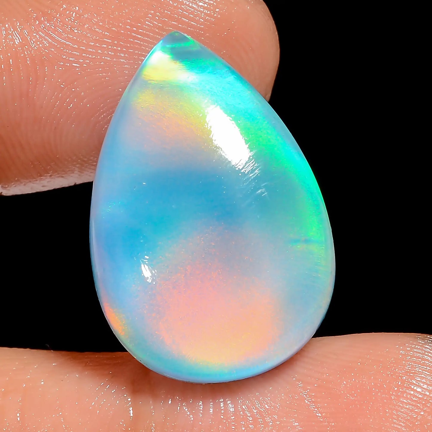 Exclusive Top Grade Quality Aurora Opal Pear Shape Cabochon Loose Gemstone For Making Jewelry 17.5 Ct 23X16X6 mm V-6920