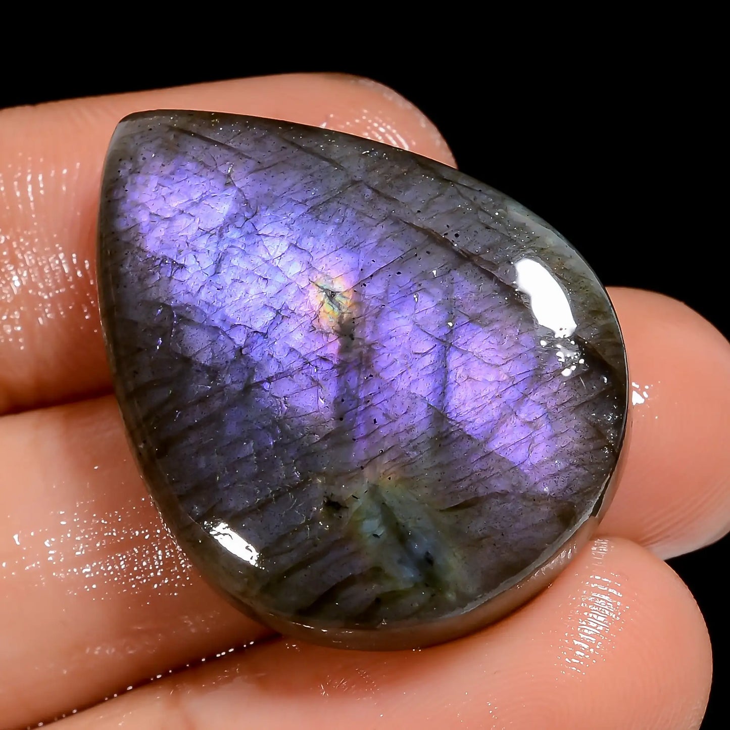 Superb Top Grade Quality 100% Natural Purple Labradorite Pear Shape Cabochon Loose Gemstone For Making Jewelry 41 Ct. 29X23X7 mm V-6930