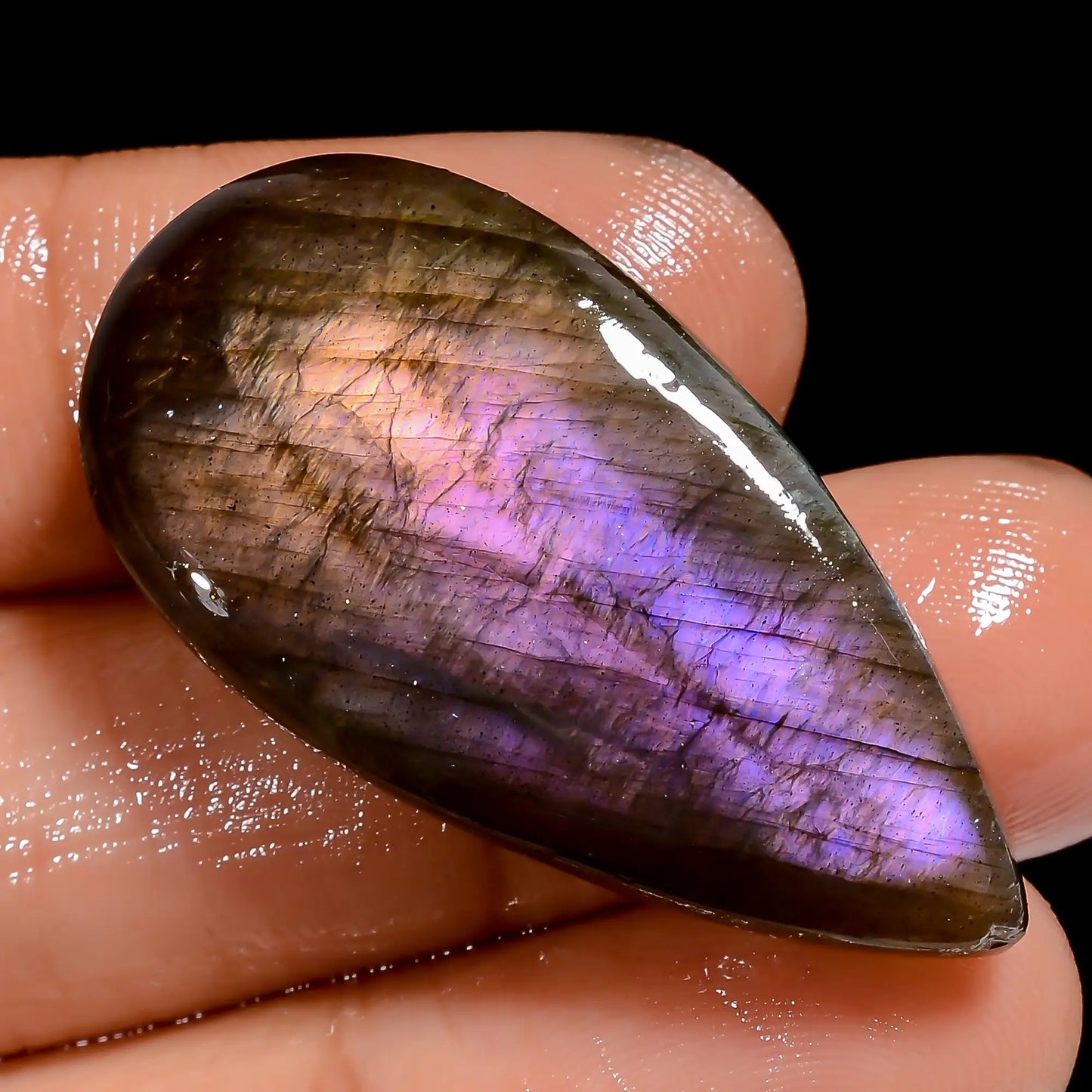 Stunning Top Grade Quality 100% Natural Purple Labradorite Pear Shape Cabochon Loose Gemstone For Making Jewelry 40.5 Ct. 36X18X7 mm V-6931