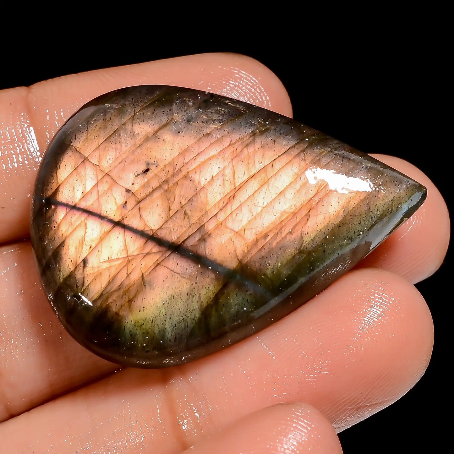 Wonderful Top Grade Quality 100% Natural Golden Labradorite Pear Shape Cabochon Loose Gemstone For Making Jewelry 56 Ct. 36X27X7 mm V-6936