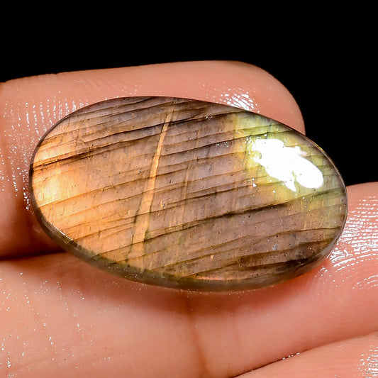 Attractive Top Grade Quality 100% Natural Golden Labradorite Oval Shape Cabochon Loose Gemstone For Making Jewelry 16 Ct. 25X15X5 mm V-6940