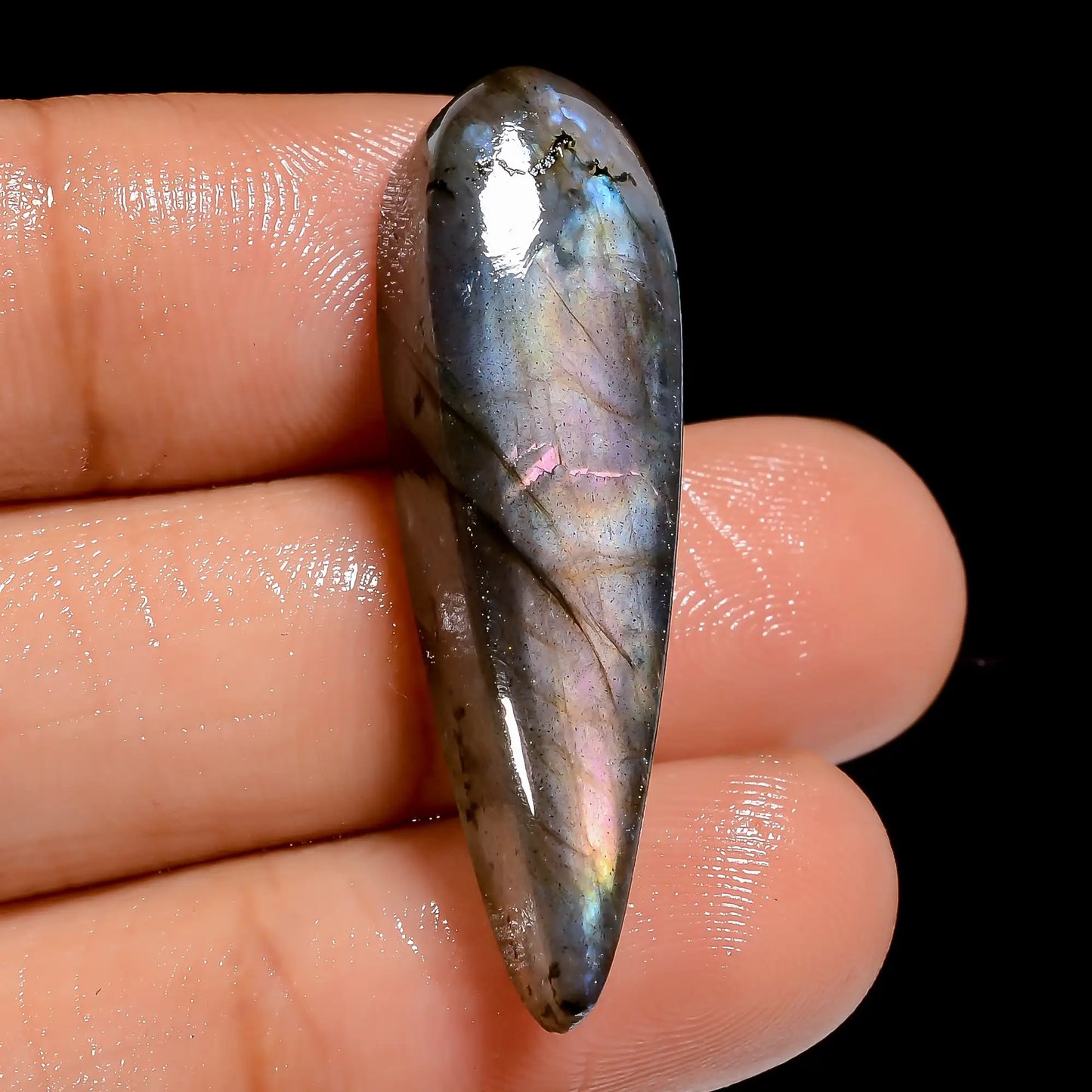 Wonderful Top Grade Quality 100% Natural Golden Labradorite Pear Shape Cabochon Loose Gemstone For Making Jewelry 23.5 Ct. 35X10X6 mm V-6952