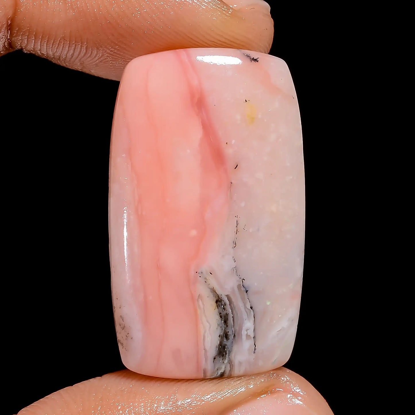 Amazing Top Grade Quality 100% Natural Pink Opal Radiant Shape Cabochon Loose Gemstone For Making Jewelry 23.5 Ct. 30X18X5 mm V-6995