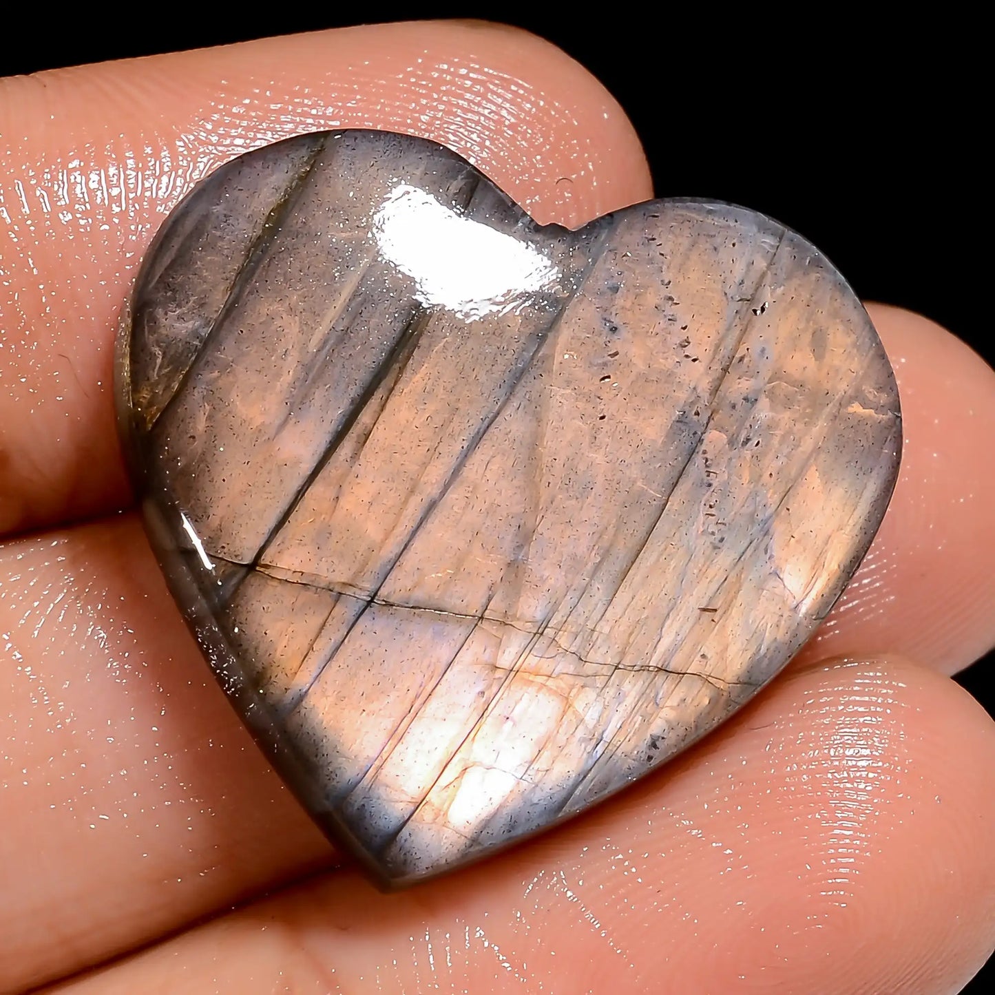 Awesome Top Grade Quality 100% Natural Golden Labradorite Heart Shape Cabochon Loose Gemstone For Making Jewelry 29 Ct. 24X26X5 mm V-6999