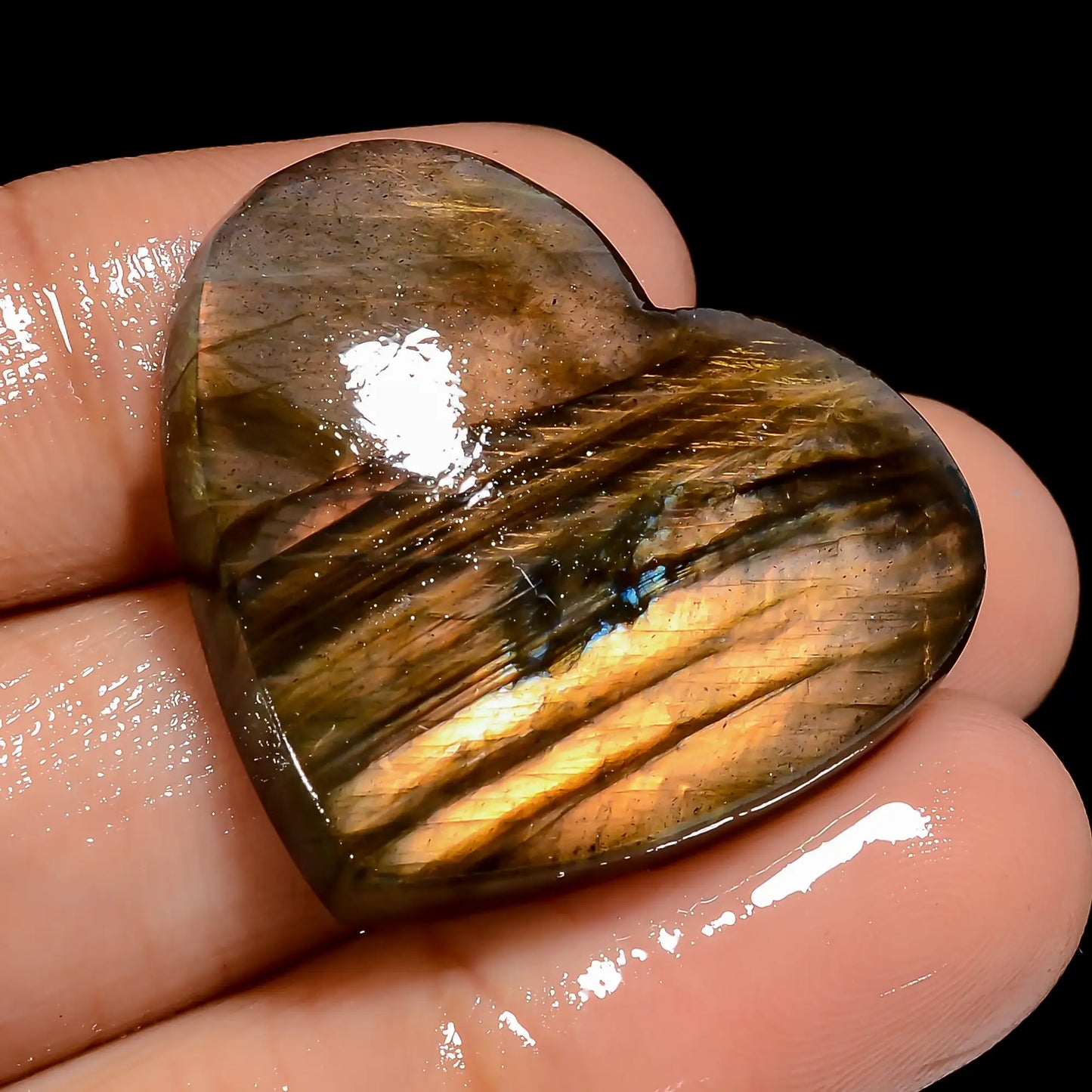 Attractive Top Grade Quality 100% Natural Labradorite Heart Shape Cabochon Loose Gemstone For Making Jewelry 38.5 Ct. 25X29X5 mm V-7002