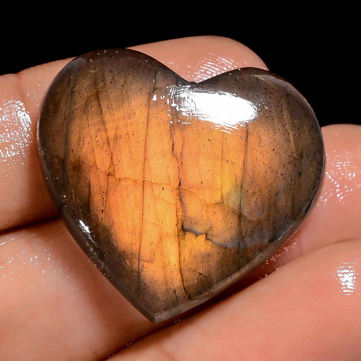 Awesome Top Grade Quality 100% Natural Labradorite Heart Shape Cabochon Loose Gemstone For Making Jewelry 36 Ct. 24X26X5 mm V-7003