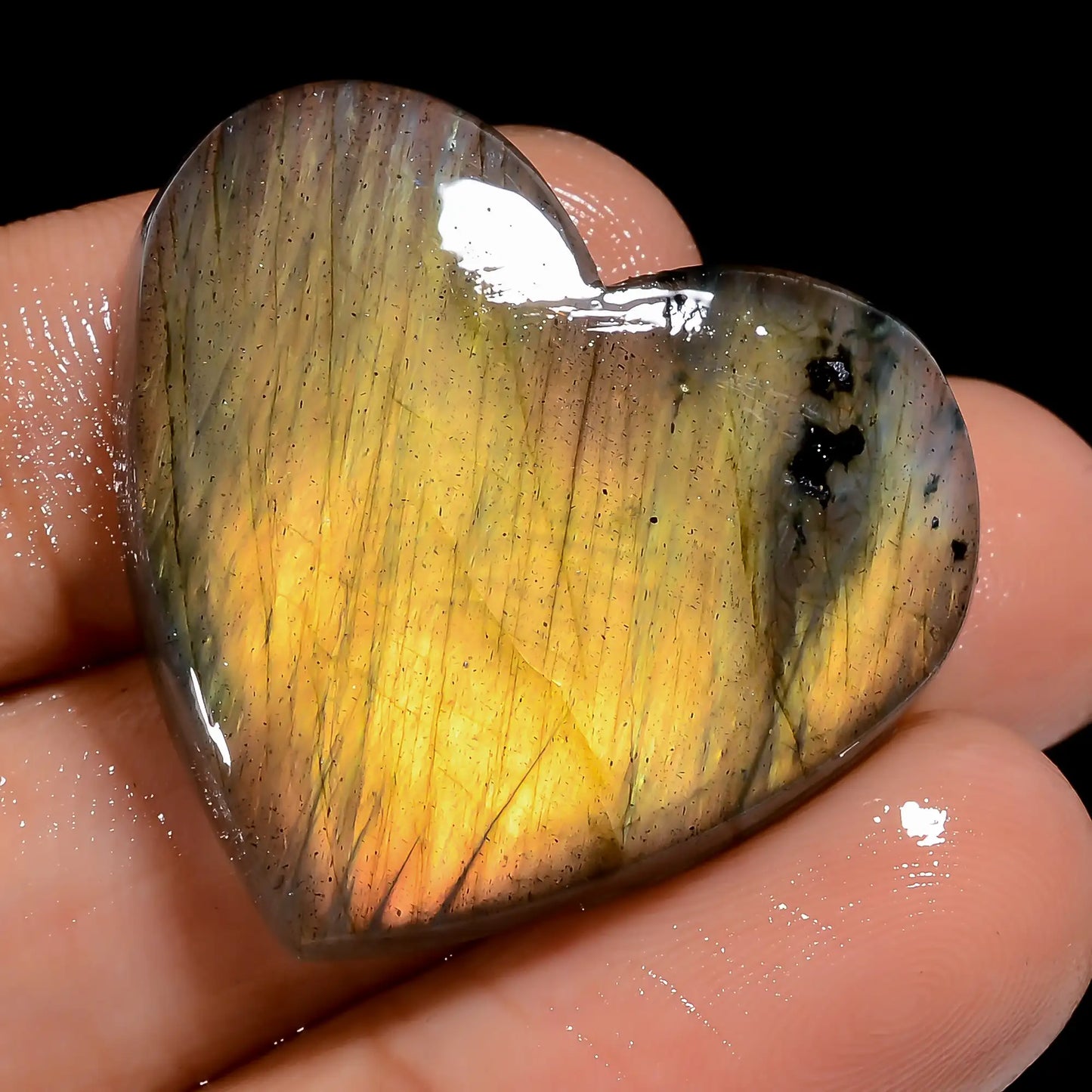 Beautiful Top Grade Quality 100% Natural Labradorite Heart Shape Cabochon Loose Gemstone For Making Jewelry 41 Ct. 26X28X5 mm V-7004