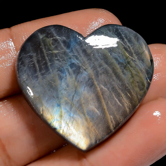 Dazzling Top Grade Quality 100% Natural Labradorite Heart Shape Cabochon Loose Gemstone For Making Jewelry 51 Ct. 26X29X7 mm V-7006