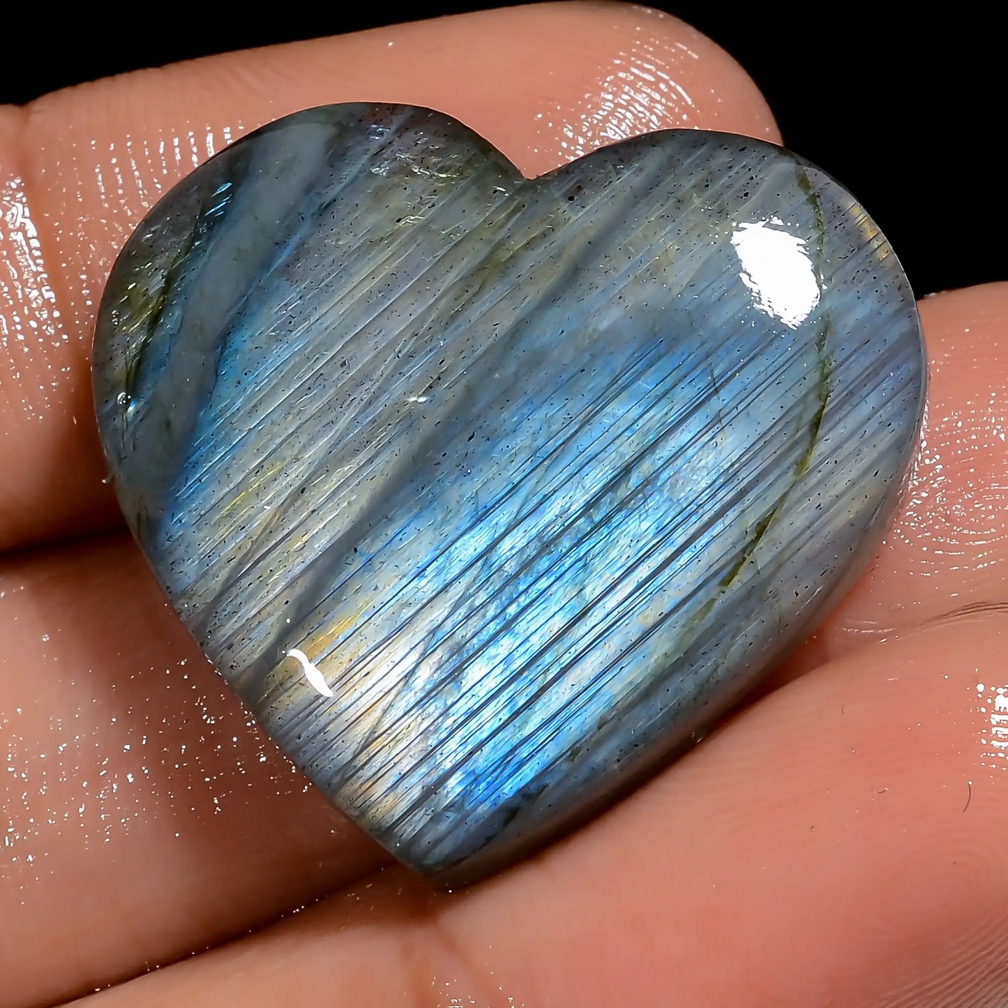 Fabulous Top Grade Quality 100% Natural Labradorite Heart Shape Cabochon Loose Gemstone For Making Jewelry 35.5 Ct. 24X26X5 mm V-7010