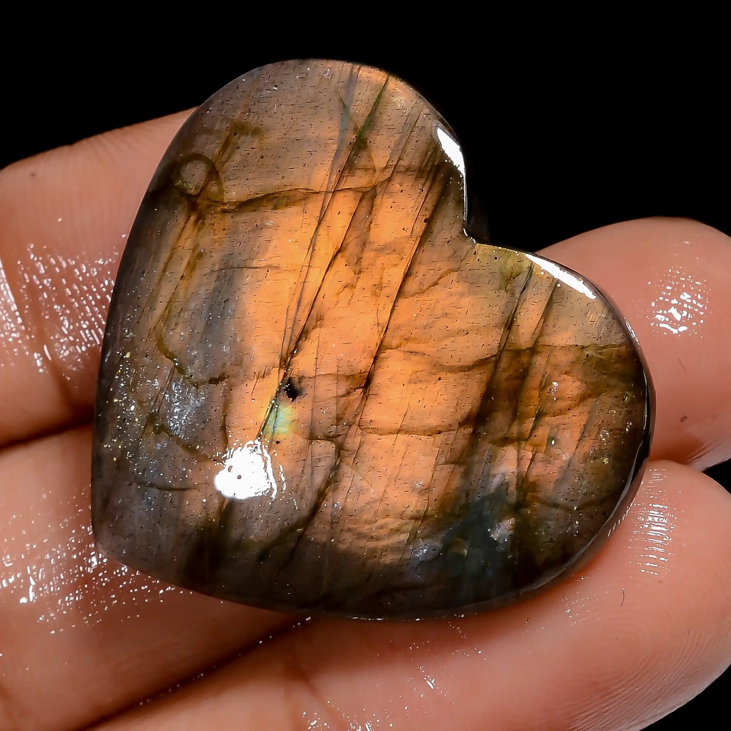 Fantastic Top Grade Quality 100% Natural Labradorite Heart Shape Cabochon Loose Gemstone For Making Jewelry 41.5 Ct. 29X30X5 mm V-7011