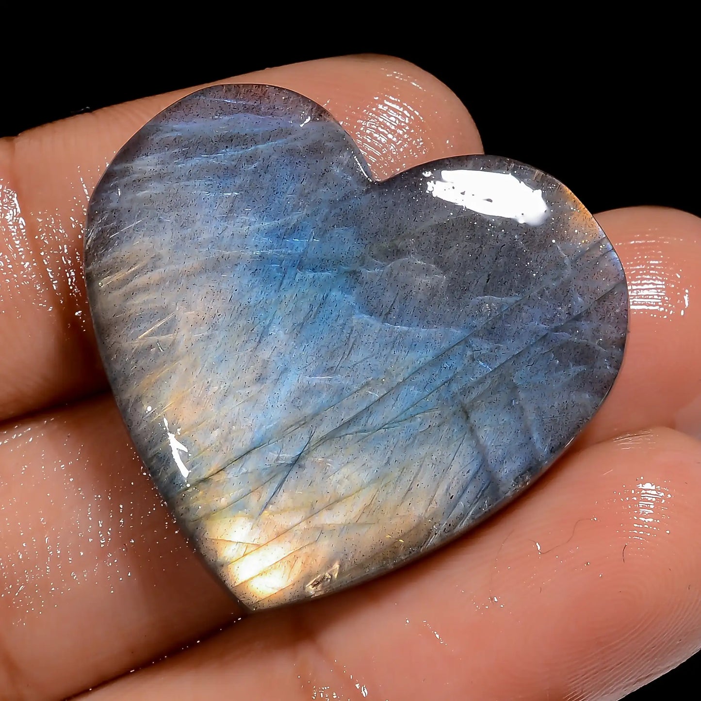 Incredible Top Grade Quality 100% Natural Labradorite Heart Shape Cabochon Loose Gemstone For Making Jewelry 36.5 Ct. 26X28X4 mm V-7014