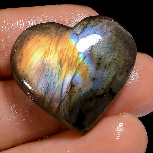 Mind Blowing Top Grade Quality 100% Natural Labradorite Heart Shape Cabochon Loose Gemstone For Making Jewelry 34.5 Ct. 23X25X6 mm V-7016