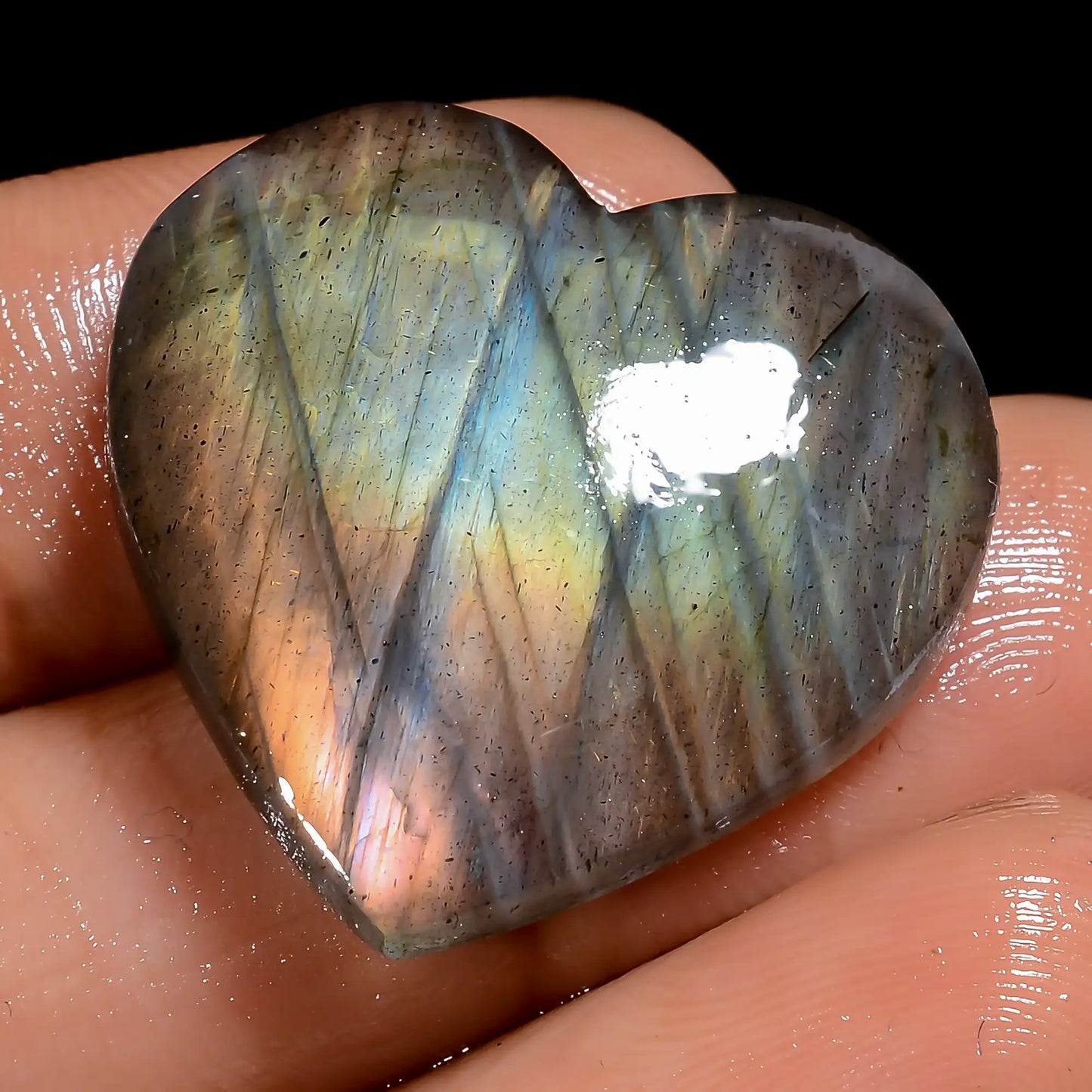 Outstanding Top Grade Quality 100% Natural Labradorite Heart Shape Cabochon Loose Gemstone For Making Jewelry 26.5 Ct. 23X24X4 mm V-7017