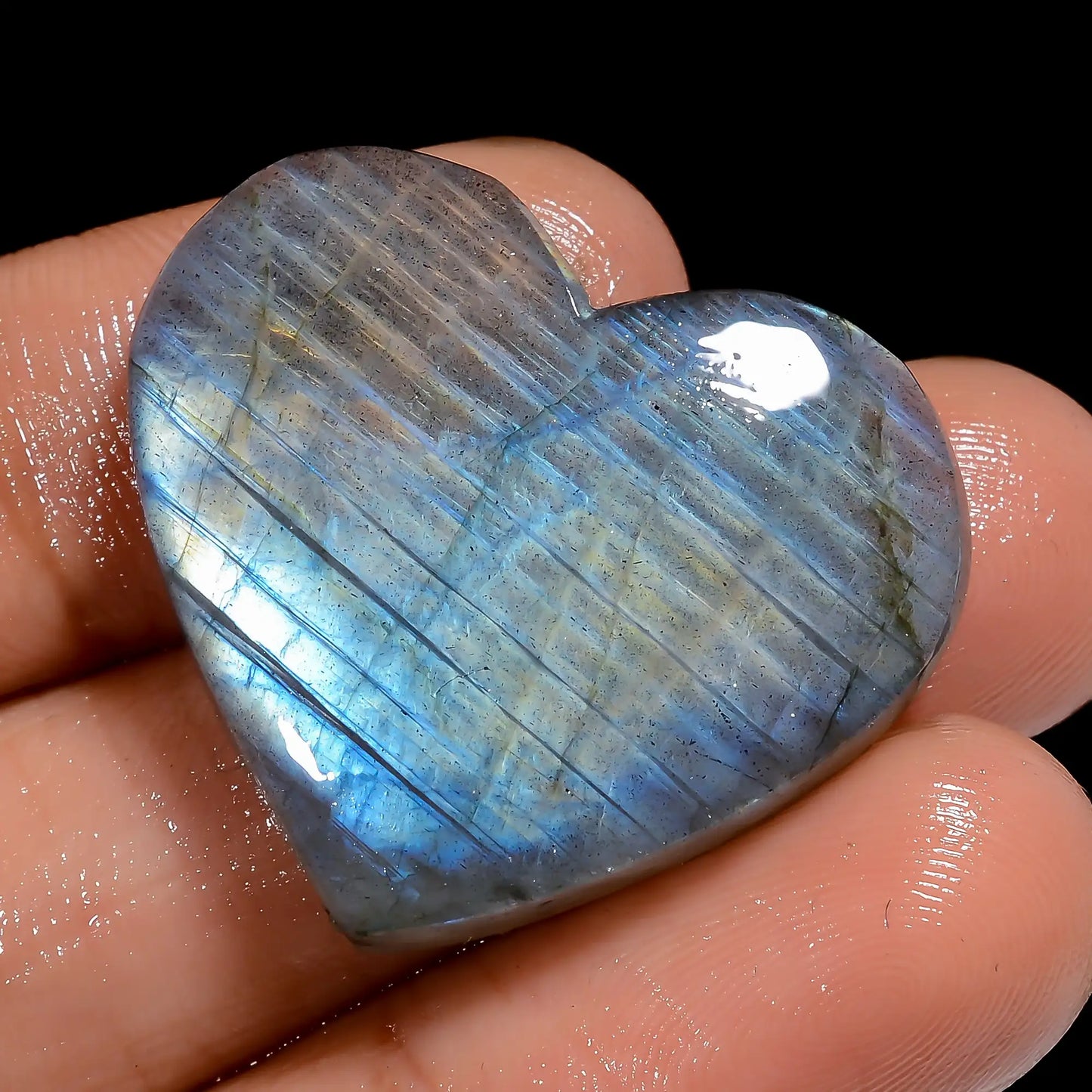 Superb Top Grade Quality 100% Natural Labradorite Heart Shape Cabochon Loose Gemstone For Making Jewelry 34.5 Ct. 24X28X5 mm V-7019