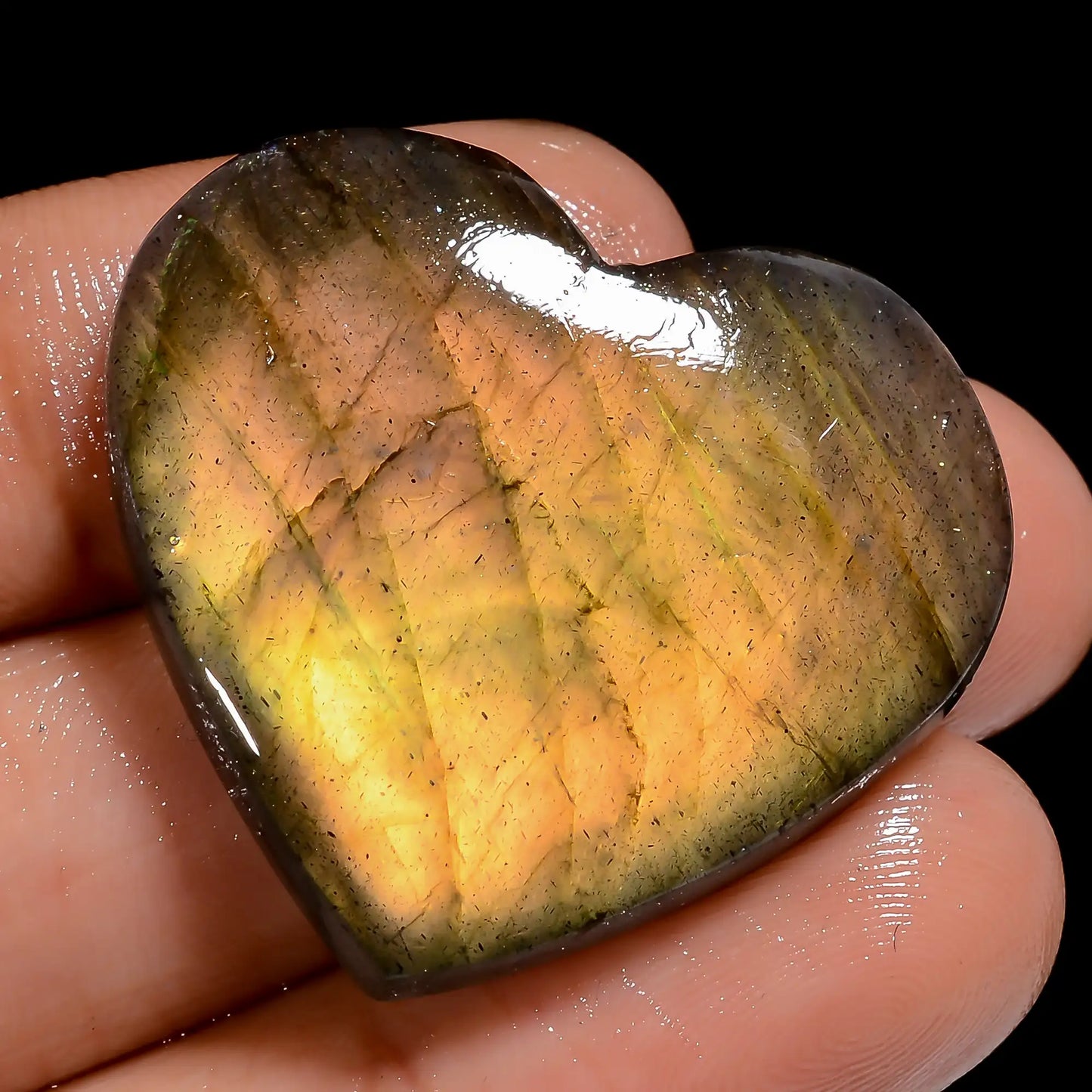 Stunning Top Grade Quality 100% Natural Labradorite Heart Shape Cabochon Loose Gemstone For Making Jewelry 45.5 Ct. 27X30X5 mm V-7020