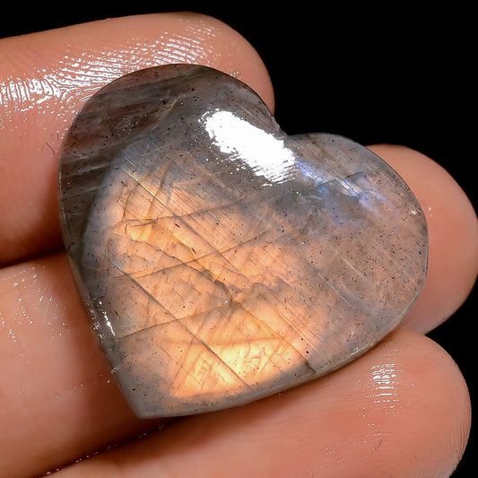 Supreme Top Grade Quality 100% Natural Labradorite Heart Shape Cabochon Loose Gemstone For Making Jewelry 23.5 Ct. 21X24X5 mm V-7021