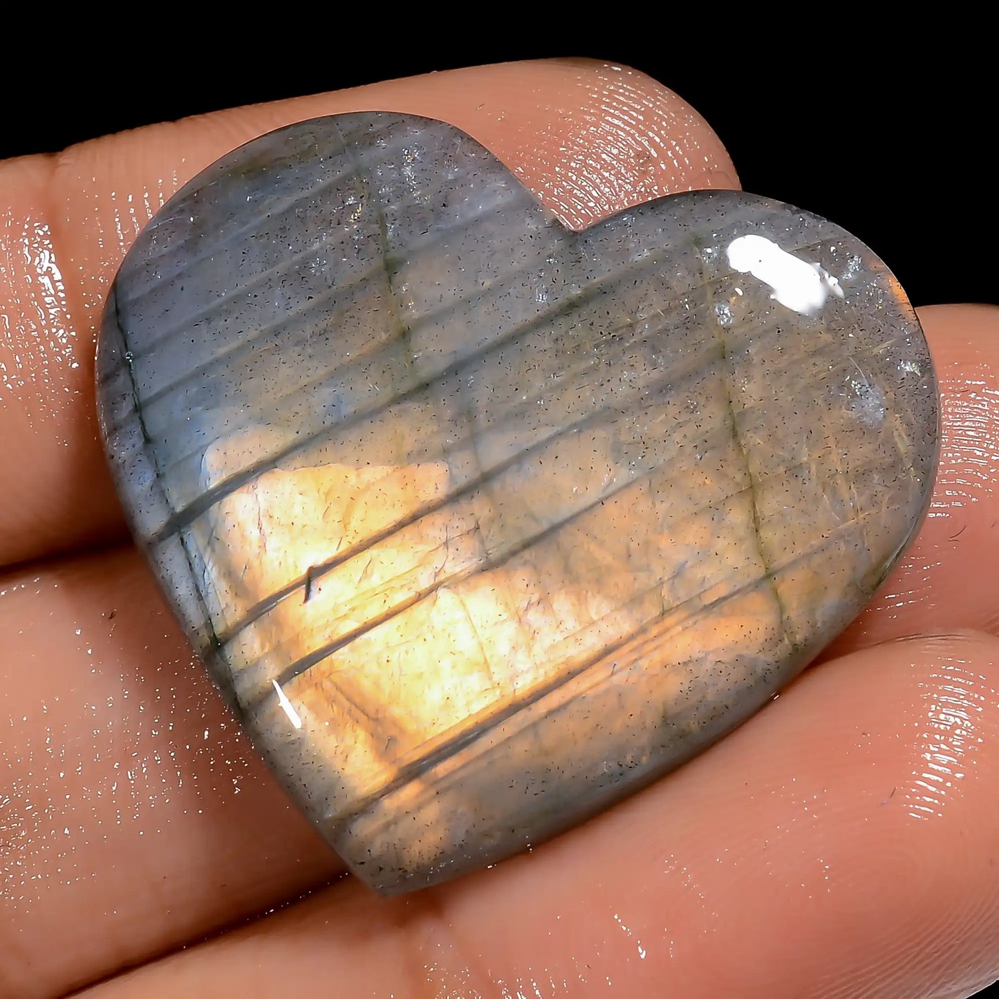 Terrific Top Grade Quality 100% Natural Labradorite Heart Shape Cabochon Loose Gemstone For Making Jewelry 31 Ct. 26X29X4 mm V-7023