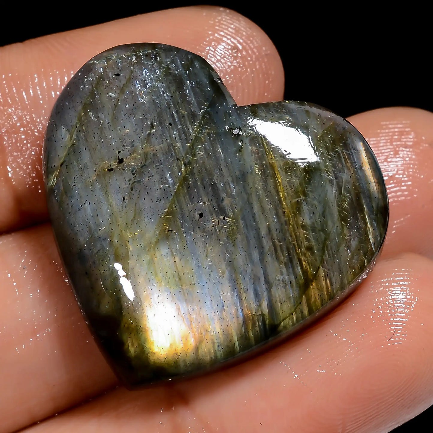 Unique Top Grade Quality 100% Natural Labradorite Heart Shape Cabochon Loose Gemstone For Making Jewelry 41 Ct. 25X27X6 mm V-7024