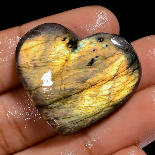 Amazing Top Grade Quality 100% Natural Labradorite Heart Shape Cabochon Loose Gemstone For Making Jewelry 46 Ct. 27X31X6 mm V-7026