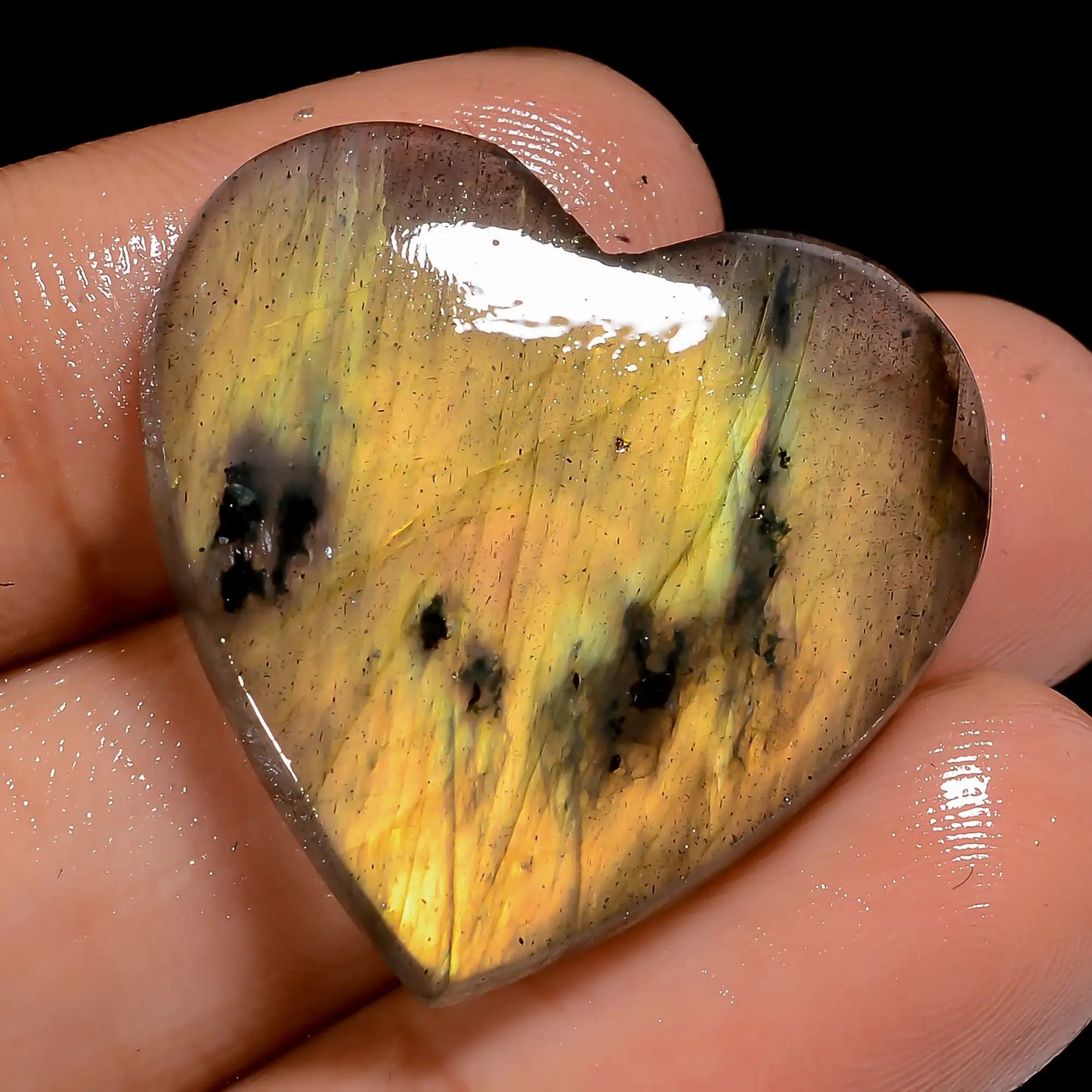 Awesome Top Grade Quality 100% Natural Labradorite Heart Shape Cabochon Loose Gemstone For Making Jewelry 30 Ct. 25X25X4 mm V-7028