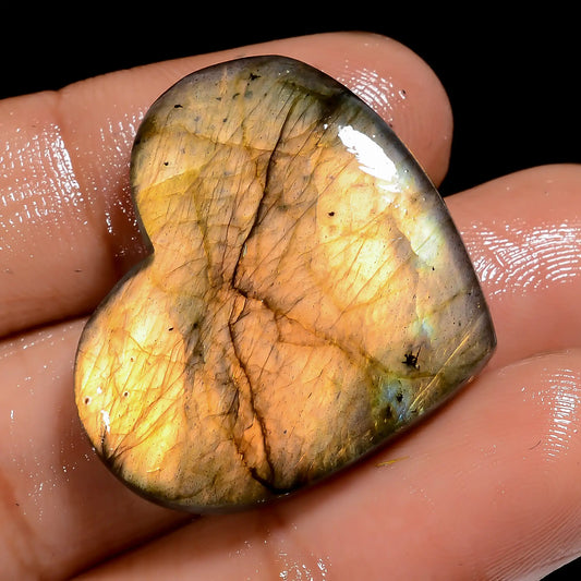 Beautiful Top Grade Quality 100% Natural Labradorite Heart Shape Cabochon Loose Gemstone For Making Jewelry 34.5 Ct. 24X27X5 mm V-7029