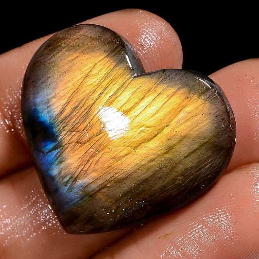 Classic Top Grade Quality 100% Natural Labradorite Heart Shape Cabochon Loose Gemstone For Making Jewelry 30.5 Ct. 24X27X5 mm V-7030