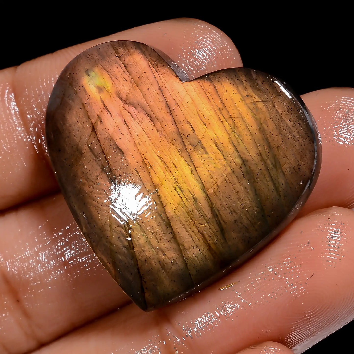 Excellent Top Grade Quality 100% Natural Labradorite Heart Shape Cabochon Loose Gemstone For Making Jewelry 37.5 Ct. 27X29X5 mm V-7032