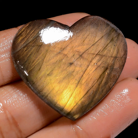 Exclusive Top Grade Quality 100% Natural Labradorite Heart Shape Cabochon Loose Gemstone For Making Jewelry 44 Ct. 29X33X5 mm V-7033