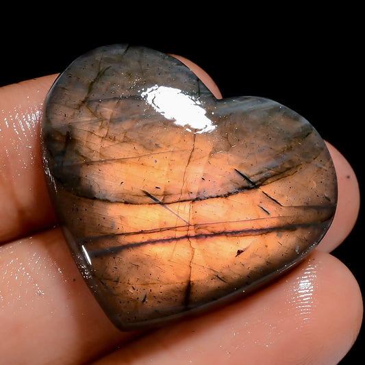 Immaculate Top Grade Quality 100% Natural Labradorite Heart Shape Cabochon Loose Gemstone For Making Jewelry 42.5 Ct. 26X30X5 mm V-7038